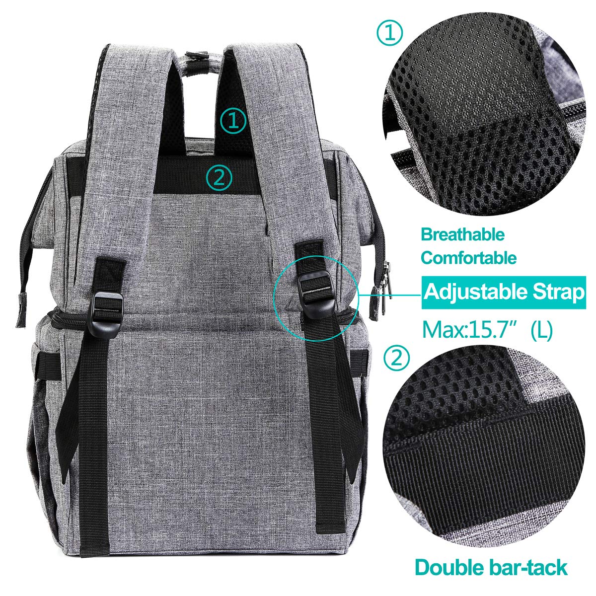 AmHoo Insulated Lunch Box Cooler Backpack Waterproof Leak-proof Lunch Bag Tote For Men Women Hiking Beach Picnic Trip with Strongest YKK Zipper Black