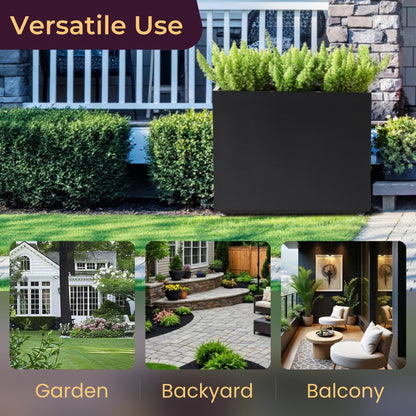 Foresland 36Wx11Dx30H Tall Metal Planter Box with Removable Middle Partition and Adjustable Feet, Outdoor Elevated Planters for Patio, Yard, Deck | Easy Assembly, Drainage Holes, Black
