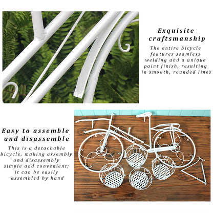 yerealye Metal Bicycle Plant Stand, Outdoor/indoor Decorative Flower Rack Bike Shape Planter Flower Holder with 4 Baskets for Patio, Garden, Balcony, Yard, Home Decor Ornament(108x70cm(42x27), Green)