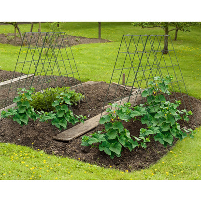 AGTEK 2 Packs 18" x 46" Foldable Cucumber Trellis with Zip Ties Plant Support A Frame Metal Trellis for Cucumber, Climbing Plants, Vegetable Flowers