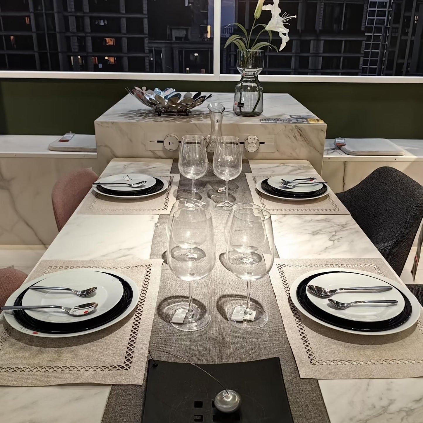 Placemats Set of 6 for Dining Table with Hollow Edge Design- Table Mats 12x 18 Inch, Cloth Place mats Machine Washable (Beige 6pcs)