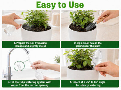 Kysren 3 Pcs Self Watering Globes for Indoor Plants - 9.6" Tulip Plant Watering Devices for Vacation, Shatterproof Clear Plastic Watering Bulbs