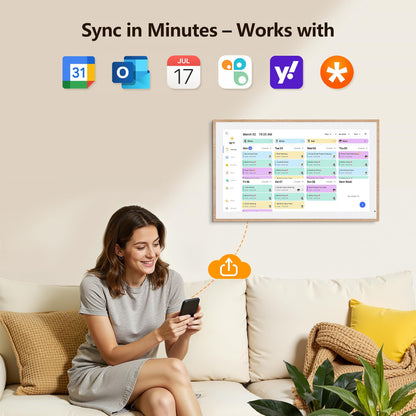 Digital Calendar, 15.6 Inch Wall Planner Electronic Calendar & Chore Chart, Smart Touchscreen Interactive Display for Family Schedules, Great for Organizing Your Routines, Wall & Desk Mountable