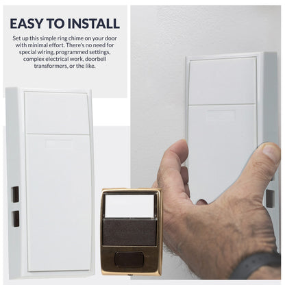 Newhouse Hardware MCHBV Wireless Mechanical Two-Note Chime and Door Button with Built-in Viewer, One Size, White/Brass