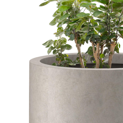 Kante 24 Inch Tall Round Concrete Planter, Large Indoor Outdoor Plant Pots with Drainage Hole and Rubber Plug, Modern Decorative Garden Pots for Home Patio Porch, Weathered Concrete