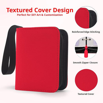 1 Pocket Card Binder with Zipper, 100 Pockets Mini Trading Card Album, Premium PU Leather Single Card Binder, Small Display Folder for TCG & Sports Cards