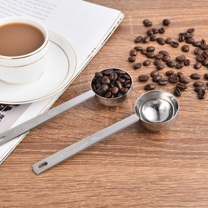 Timoo 5 Pcs Coffee Scoop 2 Tablespoon Scoop Stainless Steel Tablespoon Measuring Spoon Long Handle for Powder Ground Coffee Tea Sugar