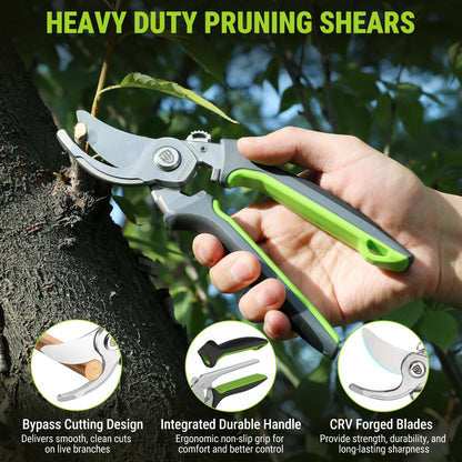 WORKPRO Garden Pruning Shears 2 Pack, 8.5" Bypass Pruning Shears and 6.25" Straight Garden Flower cissors, Garden Clippers Hand Tools for Cutting Flowers, Trimming Plants, Picking Fruits