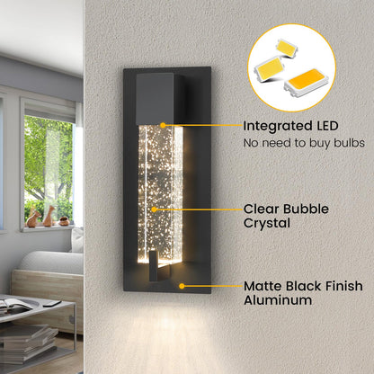 WOSHITU LED Wall Sconce Light: 11 Inch Black Modern Sconces Wall Lighting 3000K Dimmable Crystal Wall Lamps Indoor Bathroom Sconce Wall Mount Light Fixtures for Living Room/Bedroom/Hallway