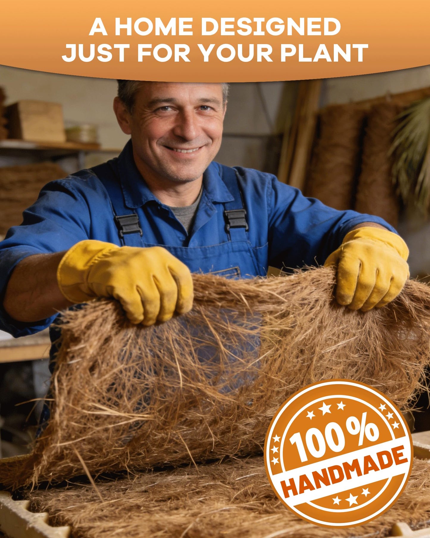 gardmate 18 Inch Coconut Fiber for Plants, Round Pre-Formed Coco Planter Liner, Pack of 2 | Thick Natural Coconut Fiber Basket Liners for Hanging Planters, Window Boxes & Pet Nesting