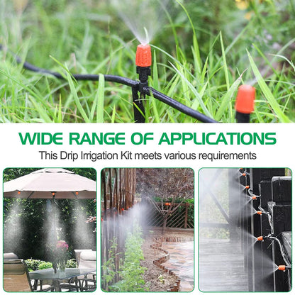 MIXC Irrigation System Greenhouse Watering Systems 1/4 INCH 50FT DIY Auto Drip Irrigation Kit Garden Accessories Automatic Irrigation Equipment for Plants/Lawn