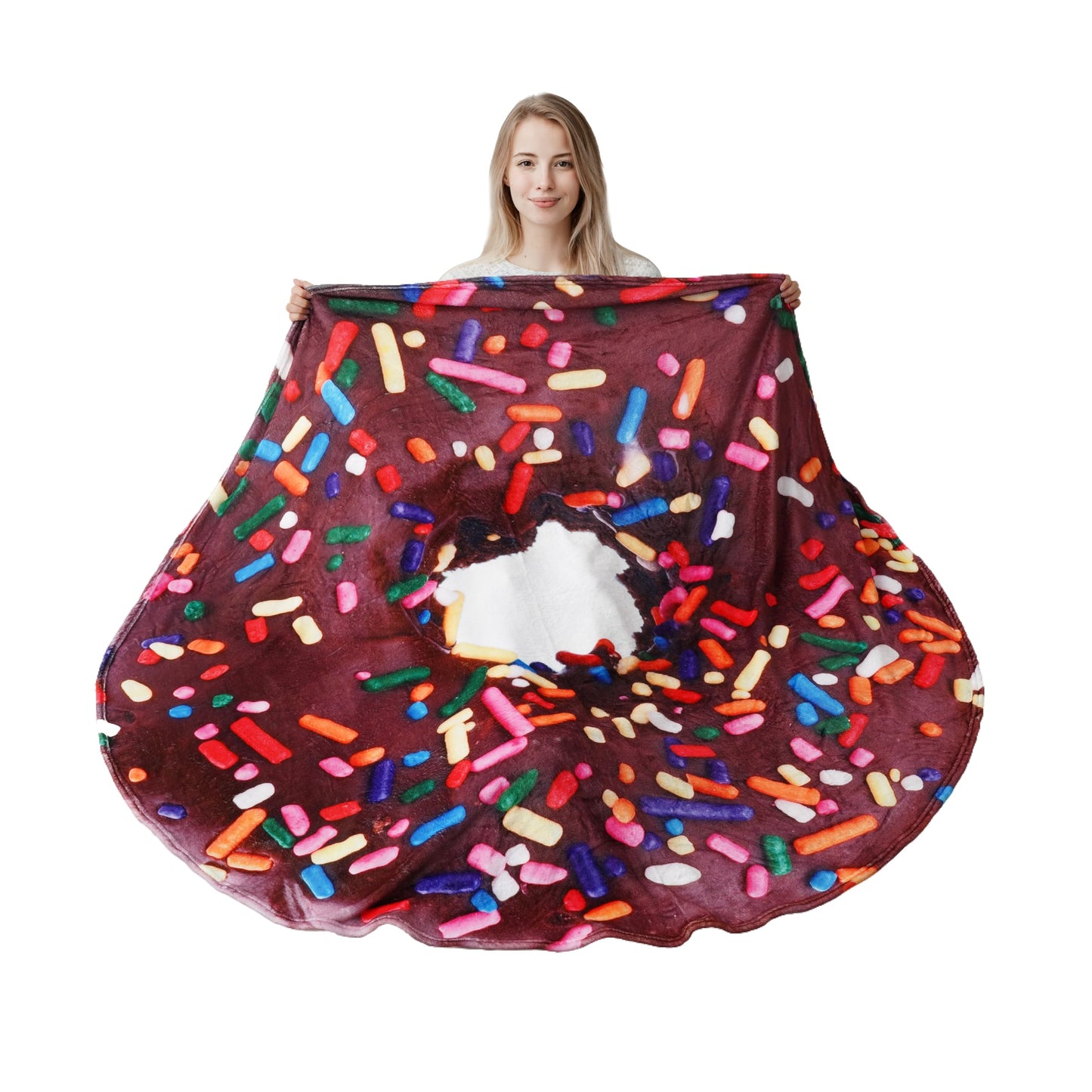 BATTILO HOME Realistic Food Novelty Tortilla Blanket Memorial Day Soft and Cozy Fleece Blanket Round Tortilla Throws Blanket (Donut&Coffee, 71 inches)