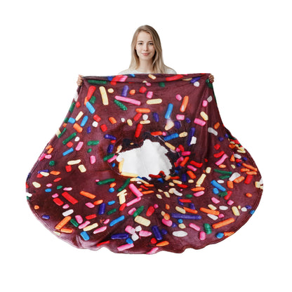 BATTILO HOME Realistic Food Novelty Tortilla Blanket Memorial Day Soft and Cozy Fleece Blanket Round Tortilla Throws Blanket (Donut&Coffee, 71 inches)