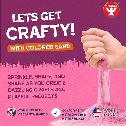Hygloss Colored Sand for Crafts - 6 Assorted Colors Bags - 1 lb Vibrant Colorful Fine Sensory Play Sand Art Kits for Kids - Classroom Activities for Children 3 4 5 6 7 8 9 10 11 12 - Safe for Ages 3+