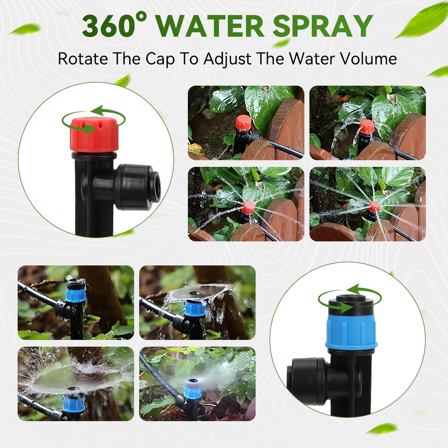 Drip Irrigation System,106FT Automatic Garden Watering System with 1/2" & 1/4" Fast-Lock Tubing Adjustable Nozzles & Sprinklers,Quick-Connect Drip Irrigation System Kit for Garden,Lawn,Potted Plants