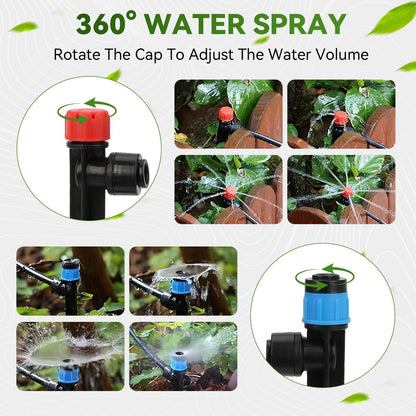 Drip Irrigation System,106FT Automatic Garden Watering System with 1/2" & 1/4" Fast-Lock Tubing Adjustable Nozzles & Sprinklers,Quick-Connect Drip Irrigation System Kit for Garden,Lawn,Potted Plants