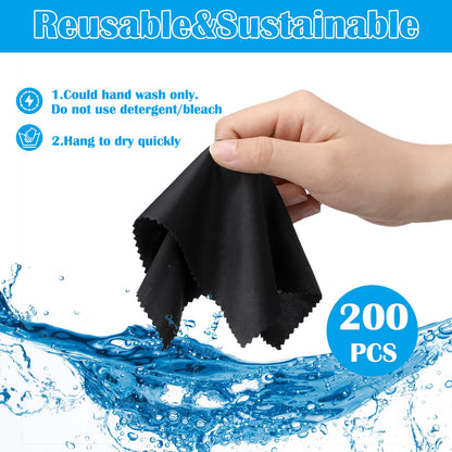 Fabbay 200 Pcs Microfiber Cleaning Cloths for Glasses, 7 x 6 Inch Screen Microfiber Cloths, Lens Wipes for Eyeglasses Smart Phones Laptops Tablets Lens LCD Camera TV Screens(Black, Gray)