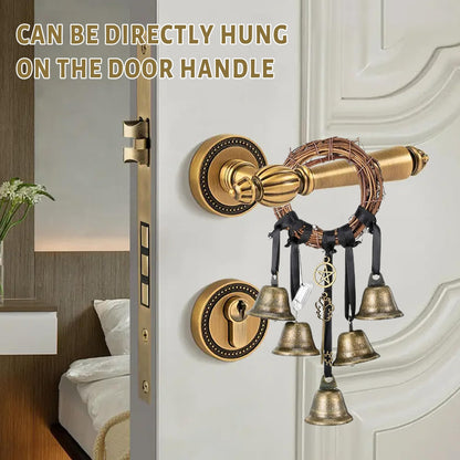 4 Pcs Witch Bells Protection Door Knob Hanger Witch Wind Chime, 3.1 Inch Wreath Handmade Door Hanger Bell for Clear Negative Energy Witchcraft,Home Door Doorknob Witchcraft Decor Supplies(Round Bell)