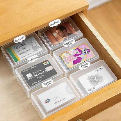 6PCS Card Storage Cases for UNO Cards and Playing Cards, High Capacity Clear Game Card Organizer Boxes for Trading Cards, Business Card & More More (Card Not Included)