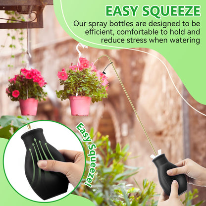 Squeeze Bottle for Hanging Plants, 19" Long Spout Plant Watering Bottle, Easy Squeeze Indoor/Outdoor Watering Can Alternative, Precise Sprinkling for Hanging Baskets, Houseplants(Black,8 oz,1 Pack)