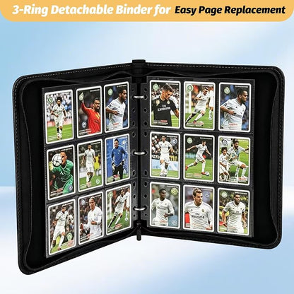 GERMUN 9 Pocket Card Binder, Premium Zip Trading Card Binder, 720 Double Sided Pocket PU Card Collection Binder, Collector Card Album, Card Folder for MTG, TCG, Sports Cards, Game Cards (Black1)