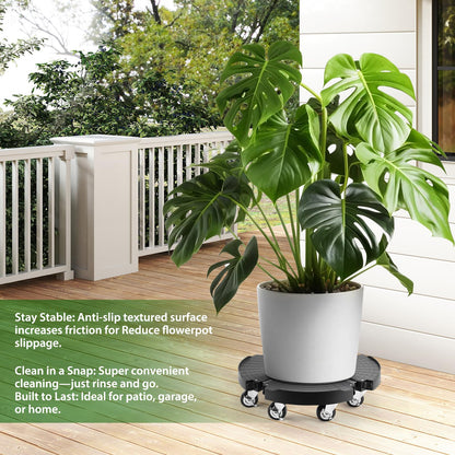 ZORVIO Plant Stand With 8 Locking Wheels,15-21In Adjustable Rolling Plant Stands General Large Plant Rolling Tray Indoor Outdoor 500Lbs Plant Caddy With Caster Wheels,Black Plant Stand Indoor