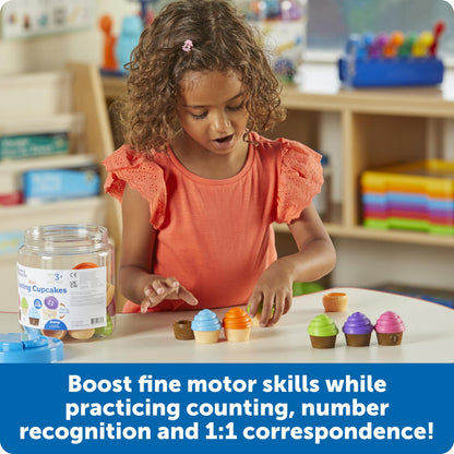 Learning Resources Mini Counting Cupcakes - Birthday Cake, Sensory Toys, Montessori Preschool Activities, Kitchen Play Food Sets for Kids, Fine Motor Games