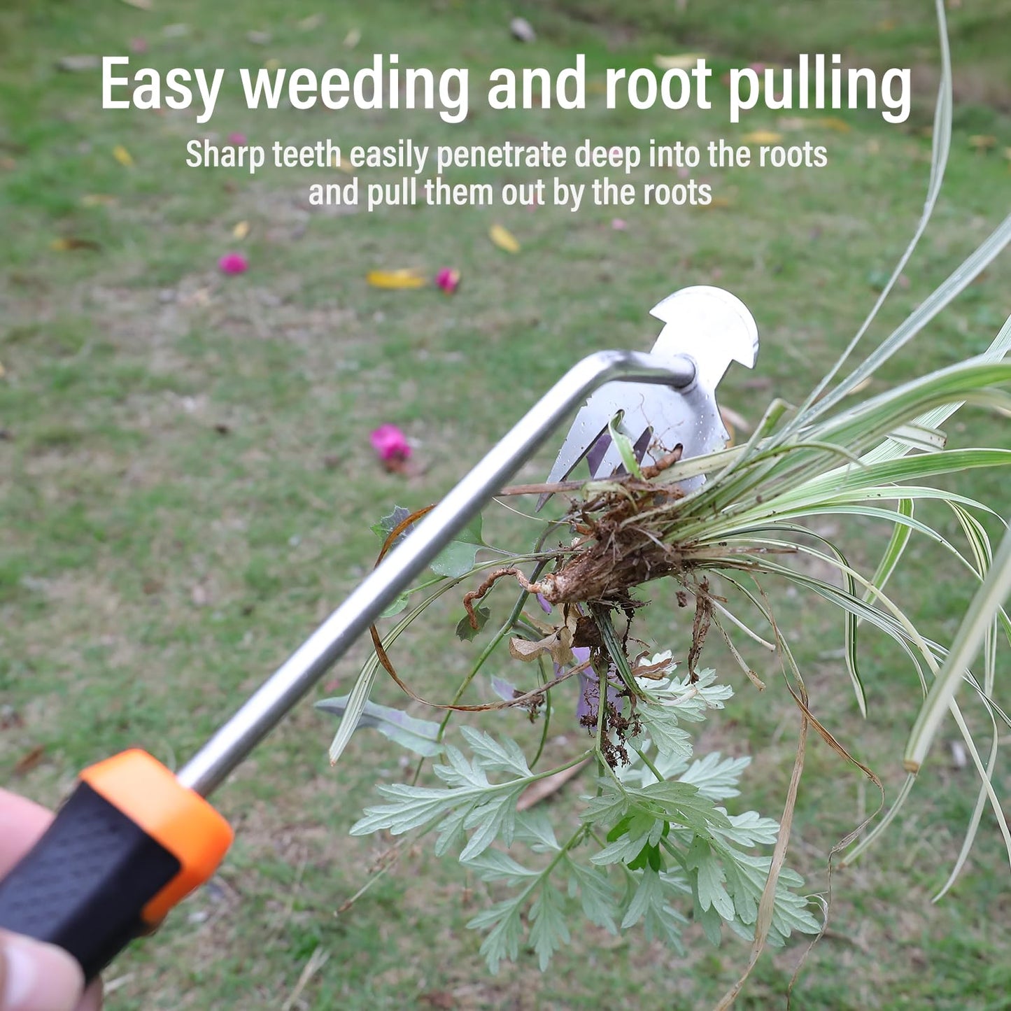 SIXCAR Weed Remover Tool,Portable Garden Weeder Tool,New Gardening Weeding Tools,for Garden Hand Tools for Vegetable Gardening Backyard Farm Planting & Uprooting Weeding Tool (Rubber Handle)