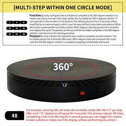 15.8In Remote Motorized Electric Turntable Rotating Display Stand Rotating Platform Photography Turntable motorized lazy susan base giratoria para for Photography,3D Scanner,(Load Range:132~400lbs)