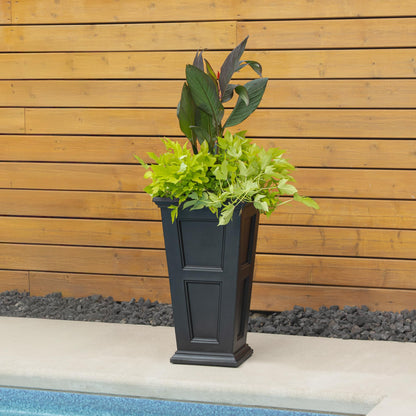Mayne Fairfield 28-Inch Tall Planter – Self-Watering, Weather-Resistant Planter for Flowers – Durable Outdoor Design for Patio, Porch, or Entryway