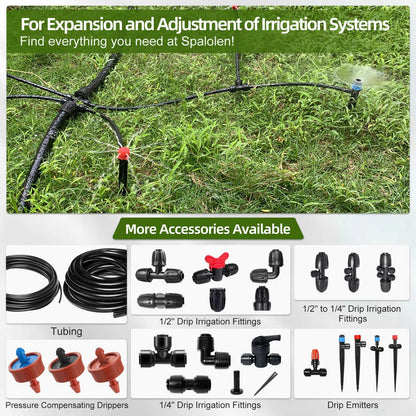 10PCS Push-to-Connect Drip Irrigation Emitters for 1/4 inch Irrigation Tubing, Two-Way Connection Adjustable Drip Emitter Sprayer with Stake, Irrigation Dripper Sprinklers for Drip Irrigation System