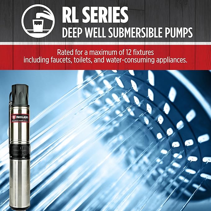 Red Lion RL12G05-3W2V 4-inch Submersible Deep Well Pump with Control Box 1/2 HP, 12 GPM, 3-Wire, 230 Volt, Steel, 14942405