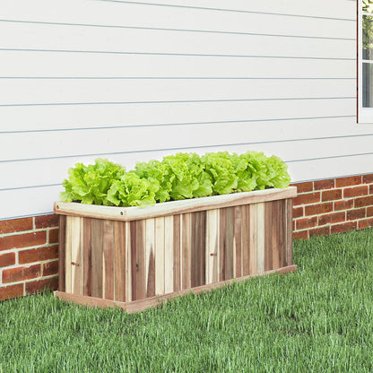 Giantex Acacia Wood Raised Garden Bed, Rectangular Planter Box w/Drainage Gaps, Floor Standing Window Mount for Flower Vegetable Herb Fruit, Outdoor Plant Container for Backyard, Lawn, 36"x12"x12"