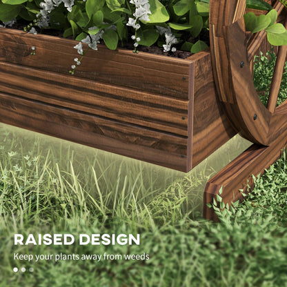 Outdoor Planter,Wooden Wagon Planter Box,3 Tier Raised Garden Bed,for Vegetables Flowers Herbs
