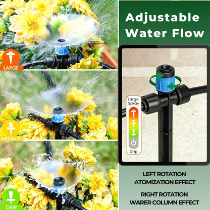 120FT Drip Irrigation System for Garden: Quick Connect 1/4" PE Tubing 18Pcs Automatic Water Sprinkler Kit Adjustable Misting Part Watering Hose, Outdoor Raised Bed Plants Flower Yard Greenhouse