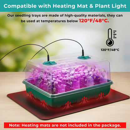 Hanaoyo 96 Cells Seed Starter Tray with Lights, 2 Packs Seed Starter Kit with Humidity Vented Domes and High Lid, Adjustable Brightness Germination Kit for Indoor Greenhouse Seed Starter