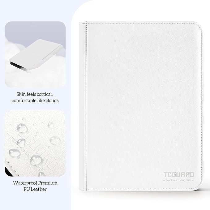 Trading Card Binder, 9 Side Loading Pocket Card Album Hold Up to 540 Cards, Zipper Binder for Cards Collection, TCG Card Holder for Game Card, Sports Card, Yugioh, MTG etc. (White)
