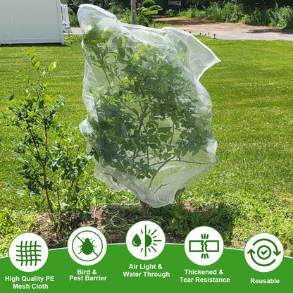 Large Fruit Tree Netting, 2 Pack 10x10Ft Garden Netting Pest Barrier Mesh Covers Bags with Zipper and Drawstring Insect Bird Cover Netting Plant Protection Covers for Vegetables Bushes