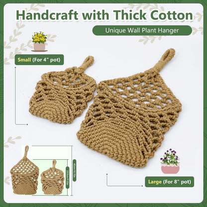 HOREAKHJ Macrame Wall Plant Hanger, Hanging Planter Basket Holder, Wall Planters for Indoor Plants, for Up to 4 Inch Pot (Brown, 4-Inch)