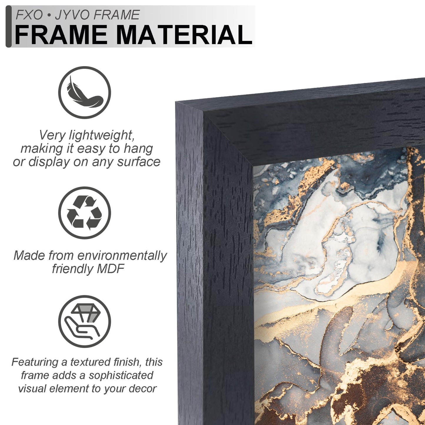 Fxojyvo Engineered Wood 18x22 Picture Frame Set of 3, Black Frame for 18 x 22 Inch Picture Poster Photo, Light Weight 18 by 22 Frame with Wood-grain for Wall - 3 Pack/Black/18 x22