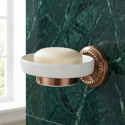 VOSAREA Ceramic Soap Holder Soap Tray Vintage Holder Wall-Mounted Dish Antique Luxury Dish for Shower Wall Rack for Bathroom