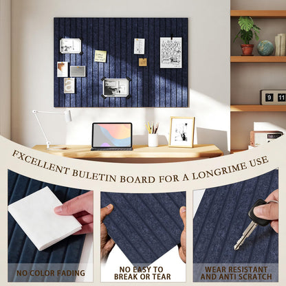 JBER Large Felt Bulletin Board 36" x 24" - 6 Pack Felt Wall Tiles, Cork Board Alternative to Use in Office & Home Decor, Classroom Decor, Vision Board to Display Your Photos(Starlight Blue)