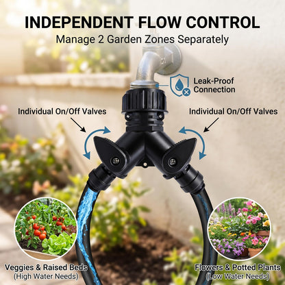 2026-Upgrade 100Ft 1/4" Drip Irrigation System,Garden Watering Kit with 20Pcs 360° Adjustable Copper Nozzles,Automatic Atomizing Sprinkler,DIY for Outdoor,Lawn,Greenhouse,Raised Beds (100FT/20pcs)