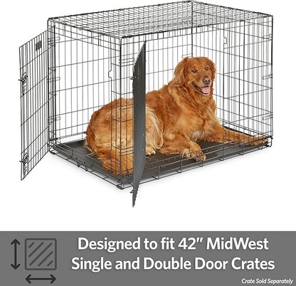 MidWest Homes for Pets 42-Inch Replacement Pan, Measures 41.3 x 27.75 x 1 Inches, Universal Leak-Proof Tray for Dog Crates & Multi-Purpose Use, Fits Most Standard 42" Wire Crates