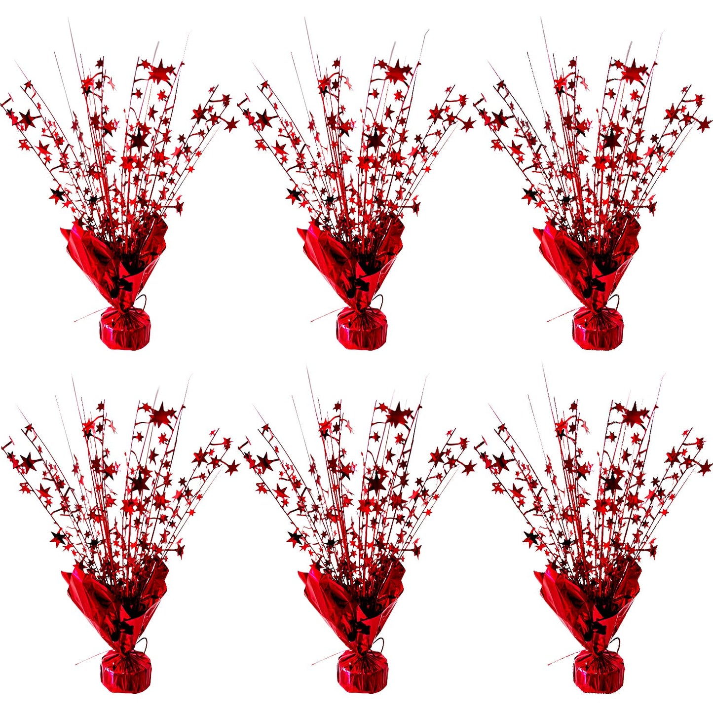 FUBININA 6 Pack Valentine's Day Table Centerpieces Metallic Red Foil Spray Centerpiece Star Table Decoration Burst for Birthday Wedding Memorial Christmas Anniversary Nye Party Supplies Decor