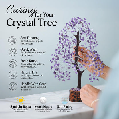 FASHIONZAADI Amethyst Crystal Tree - Chakra Crystals - Money Gem Tree - Purple Home Decor - Feng Shui Crystal - Chakra Crystals - Prosperity Stone - Gifts for Women