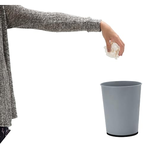 Bath Bliss 5 Liter Small Wastebasket | Round Open Top | Trash Can | Bathroom | Bedroom | Kitchen | Office | Dorm | Disposal Waste Bin | Garbage | Grey