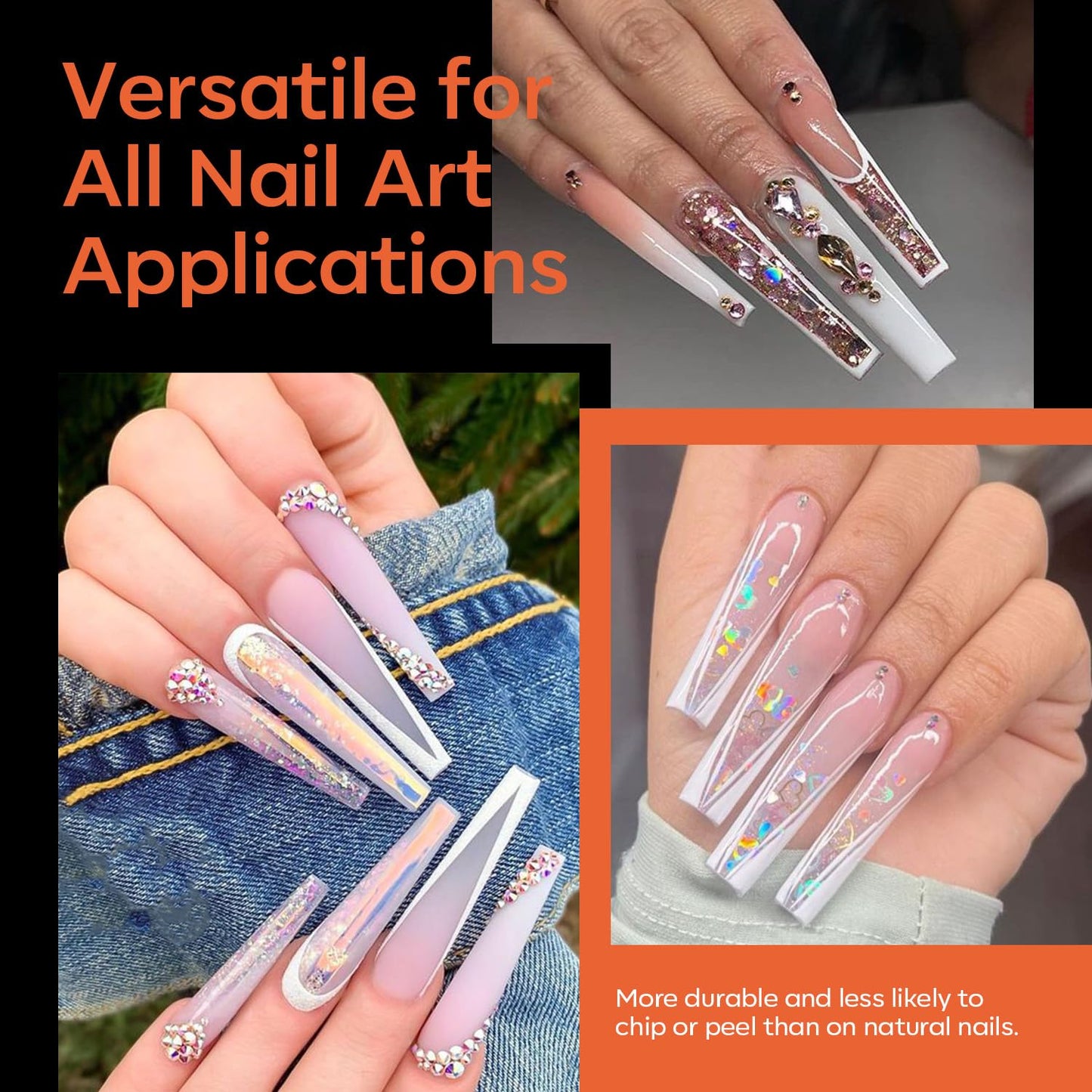 modelones 9 in One Gel Nail Glue Brush On Nail Glue 15 ml for Tips, Rhinestones, Base Coat, Blooming Art Gel Kit for Press on Nails Acrylic Tips U V Lamp Needed 2Pcs
