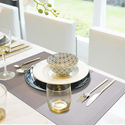 Aofmee Placemats Set of 6, Heat Resistant Place Mats, Washable Durable PVC Table Mats, Woven Vinyl Plastic Placemats for Kitchen Dining Table, Non-Slip Stain Resistant Placemats Indoor, Easy to Clean