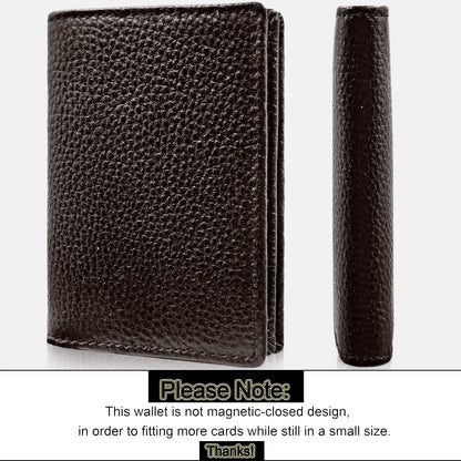Outrip Genuine Leather Business Card Holder Name Card Case Credit Card Wallet with ID Window RFID Blocking (Coffee)